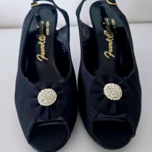 Vintage Frank Cardone PeepToe Black Pumps 6M